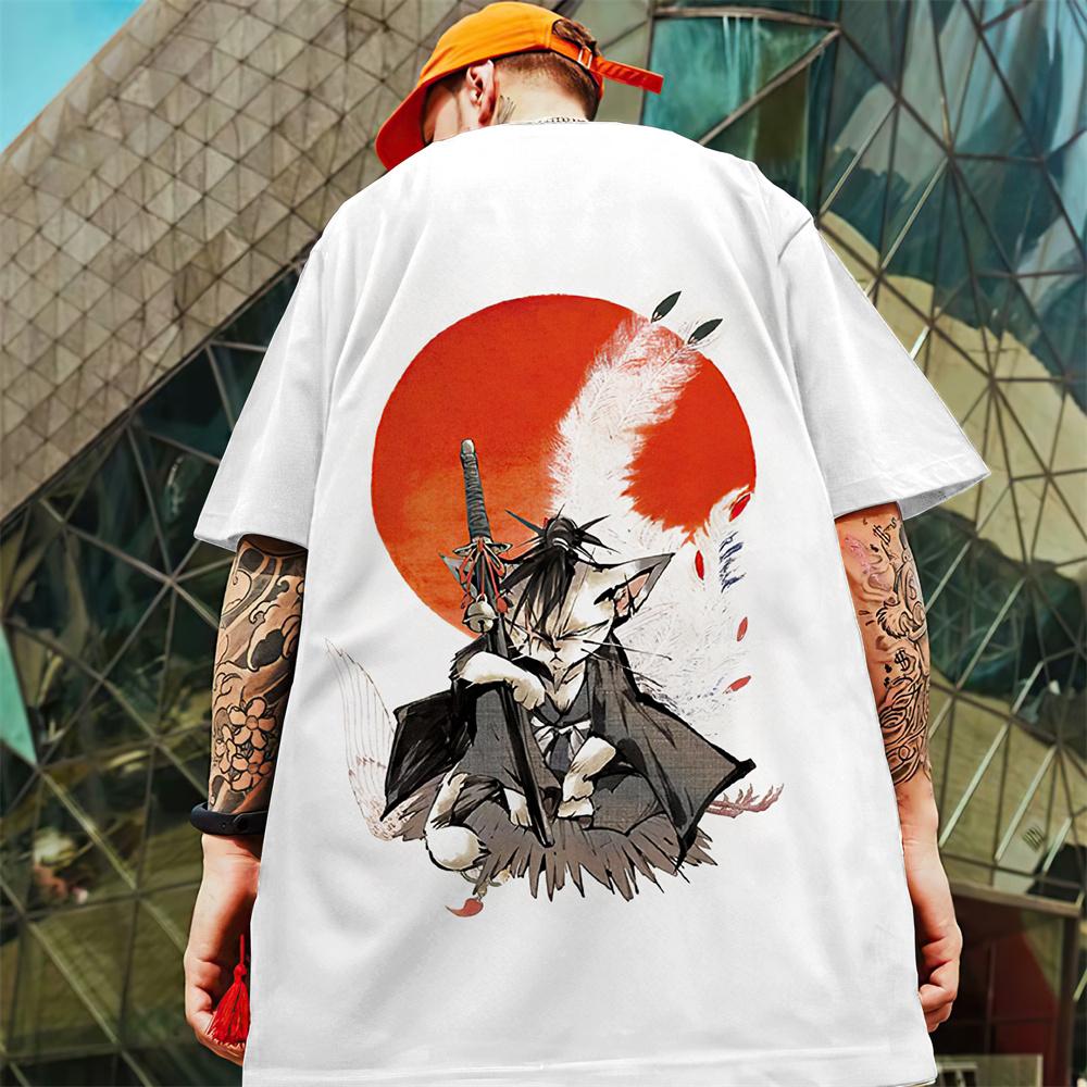 New Men's T-Shirt 3d Samurai Cat Short Sleeve T-Shirt 2024 Summer Quick Drying Casual Tees Tops Casual Oversized T-Shirt For Men