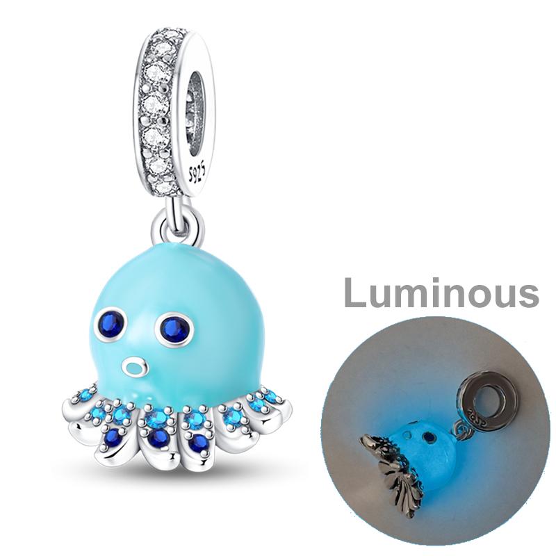 Copper Colorful Luminous Charms Bead Shell Turtle Butterfly Star Dangle Accessories Bracelets Diy Jewelry Marking