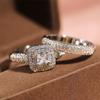 Ladies Luxury Oversized Zircon Ring Exquisite Gorgeous Fashion Wedding Preferred Jewelry  Silver Girl Jewelry Moissanite Ring