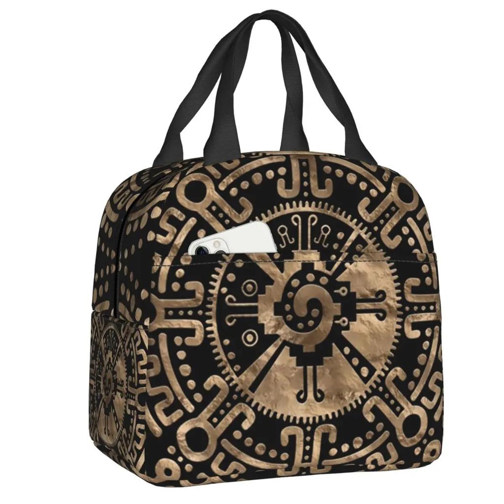 Mayan Aztec Hunab Ku Symbol Insulated Lunch Bags for School Office Leakproof Thermal Cooler Bento Box Women Kids