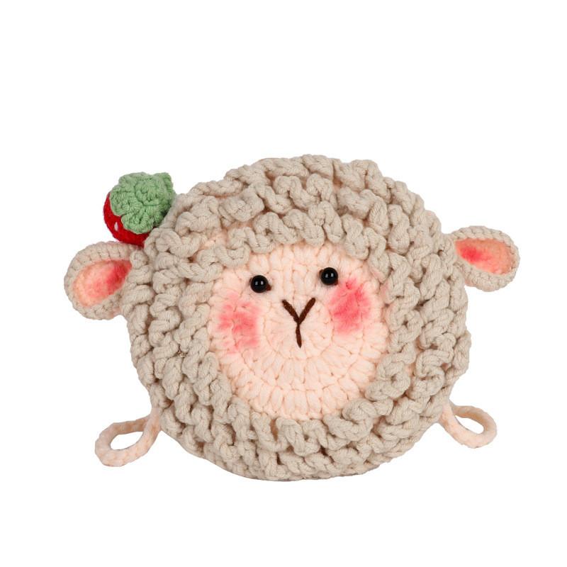 Wool Yarn Cartoon Small Shoulder Bag With Inner Pocket For Daily Outings