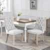 Nikki Collection Modern, Hochwertiger getufteter Massivholz-Leinenbezogener Esszimmerstuhl mit Holzbeinen, Nagelkopfleiste, 2er-Set, Beige Farbe, DE6801BG