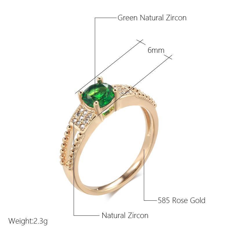 Fashion Rose Gold Color Wedding Bride Ring Square Green Natural Zircon Accessories Vintage Women Daily Fine Jewelry