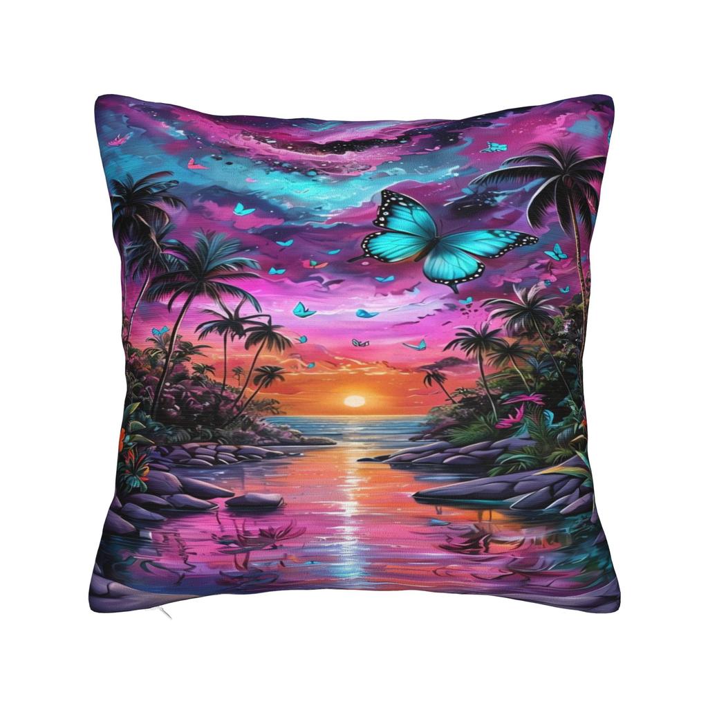 Pink Floral Wall Art Pillow Case Comfy Pillow Cover Kawaii Pillowcases For Living Room Chair