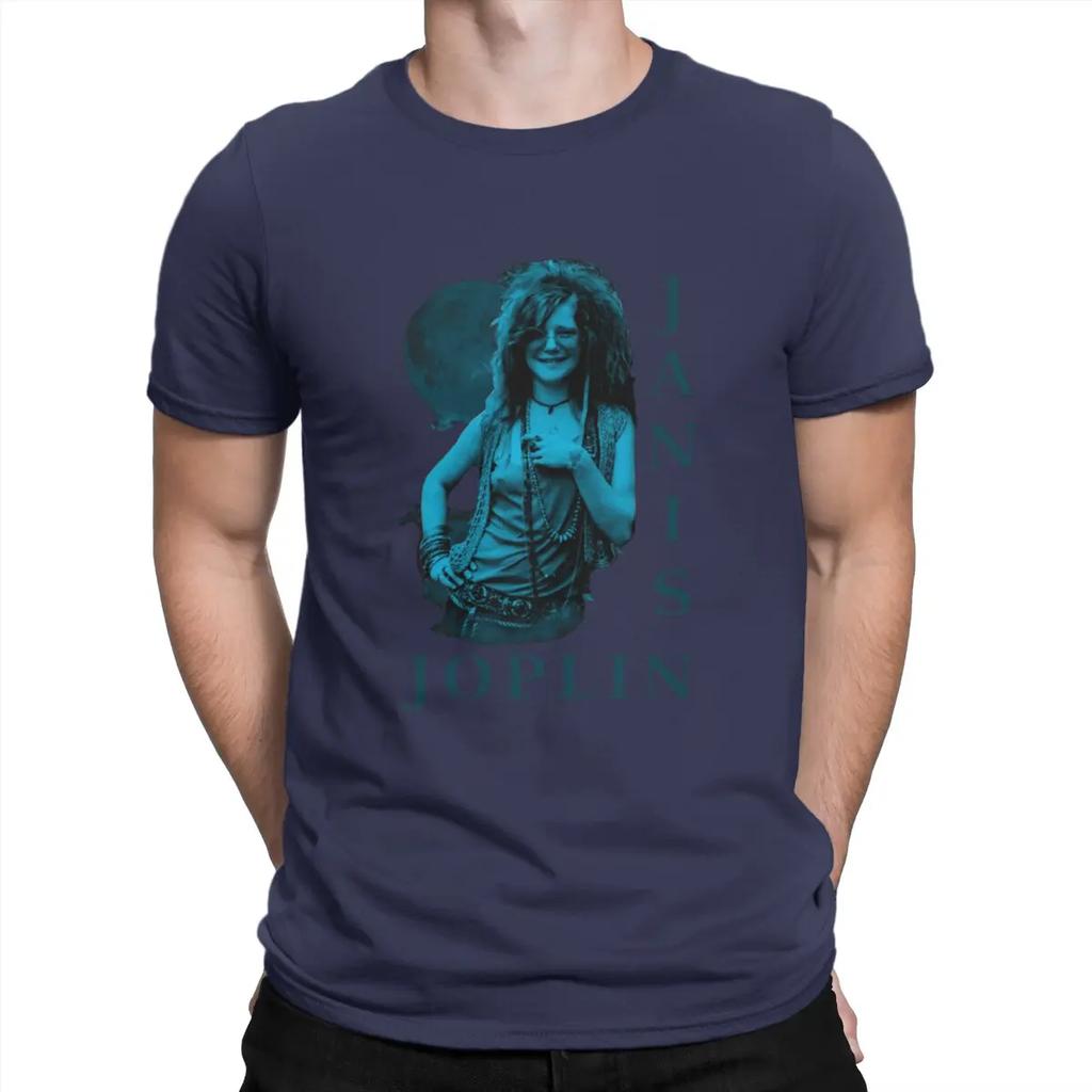 Najnowsza Koszulka Janis Joplin dla Mężczyzn Amerykańscy Muzycy Rockowi lat 70. Okrągły Dekolt Czysta Bawełna Koszulka