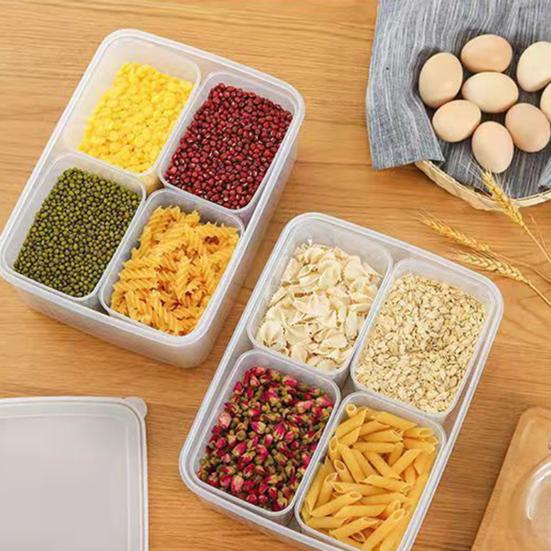 Yousheng Divided Serving Tray Container with 4 Removable Compartments Food Grade BPA Free Heat-Resistant Veggie Food Storage Box