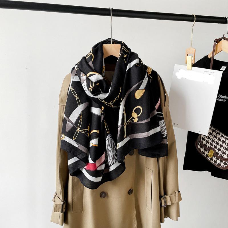 185 * 85cm Summer Women'S New Medium To Long Scarf Shawl Breathable Sunscreen Fashionable Versatile Premium Silk Scarf