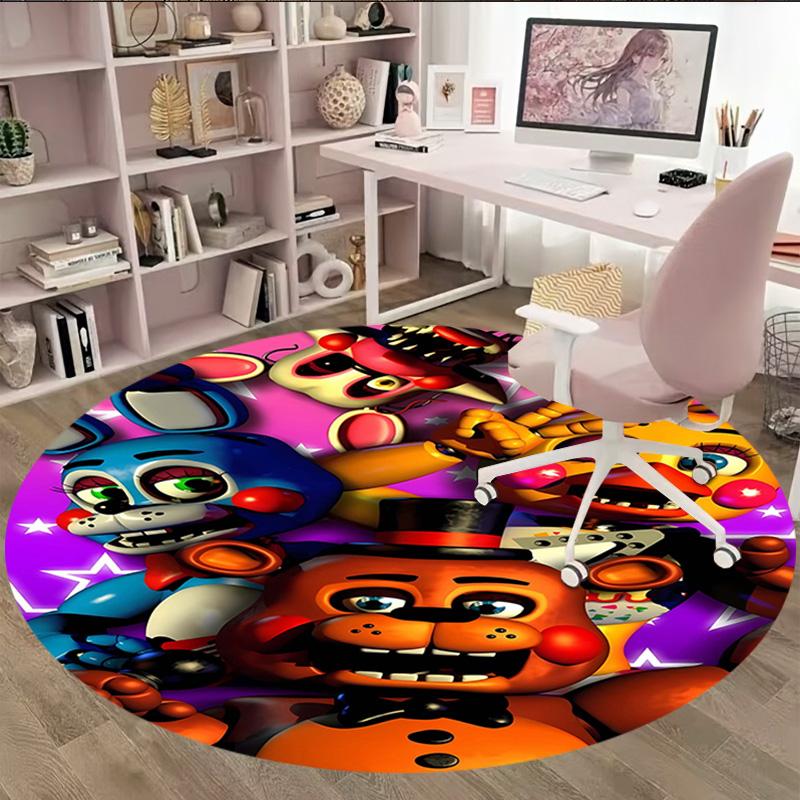 1pc Freddy Bear2 Print Round Carpet Chair Round Carpet Suitable for Bedroom Living Room Home Decorative Carpet