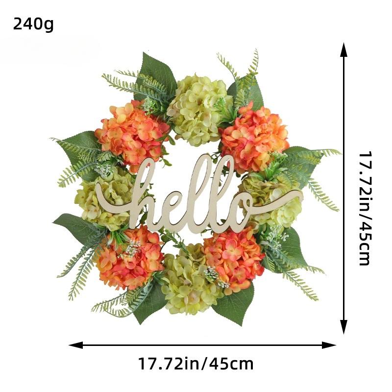 Ortanca Kapı Çelengi 45cm Tüm Mevsimler İçin Ön Kapı Çelengi Yeşil Yapraklı Çiftlik Çelengi Düğün Evi İçin Ortanca İlkbahar Yaz Çelengi