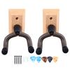 Guitar Wall Mount Hanger Multifunctional Solid Wood and Metal Guitar Wall Hook with 5 Picks for