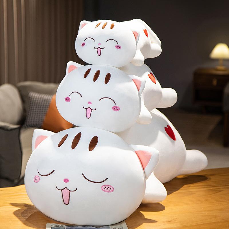 Kawaii Liegende Katze Plüschtiere Gefüllte Niedliche Faule Katzenpuppen Schönes Tierkissen Weiches Cartoon-Kissen Kindergeburtstagsgeschenke Heimdekoration