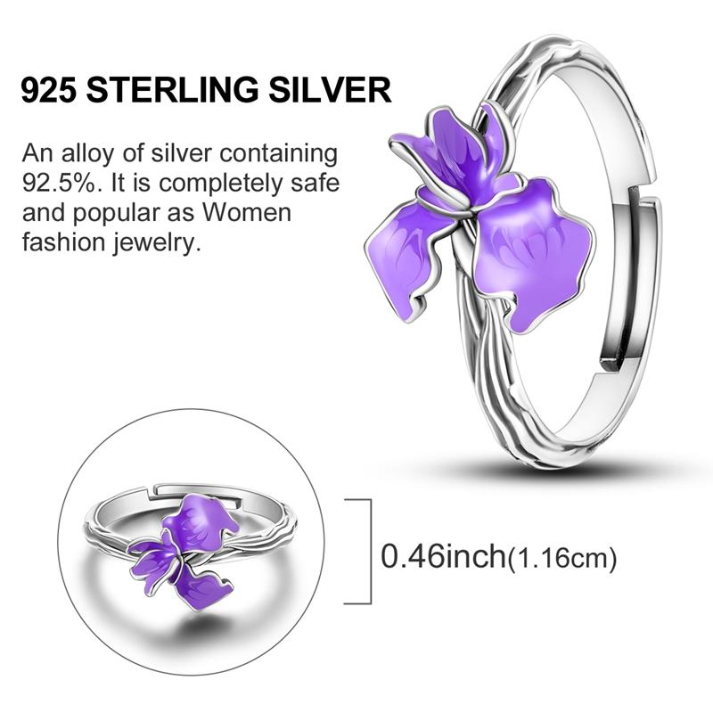 Original 925 Silver Ring Mushroom Cherry Feather Open Rings for Women Girls Jewelry Birthday Anniversary Engagement Gifts