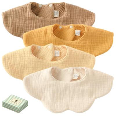 GoUseGo Baby Set of Petal Solid Natural Baby Baby Shower Gift Bibs, Waterproof, 4, 6-Layer Gauze, Large, 360-Degree Bibs, Color, 100% Cotton, Color,