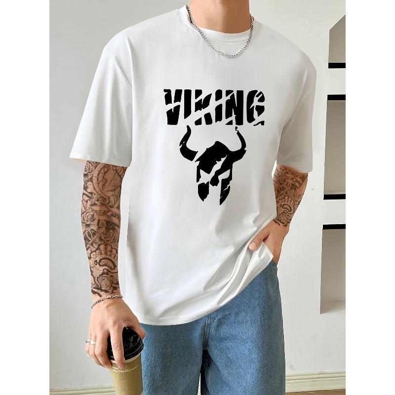 Men's Fashion Casual Printed Short-Sleeve T-Shirt ,  Summer , Round Neck, Relaxed Fit, Oversized,  Fashionable