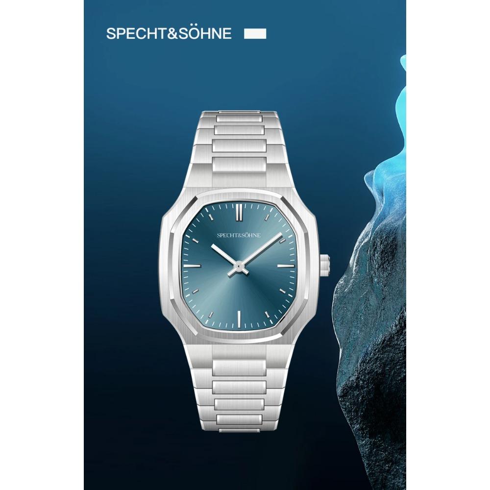 New Fashion Specht & Söhne Ultrathin Quartz Watch For Men Ice Blue Color Stainless Steel Watches Sapphire Crystal 50M Waterproof