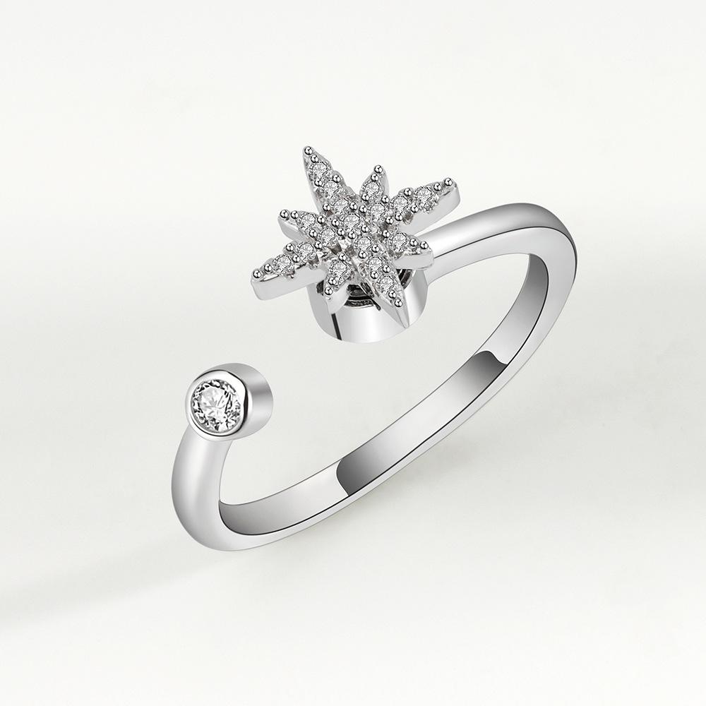 SMJEL Fidget Spinner Anello Ansia per Le Donne Multiplo Fiore di Cristallo Occhio Farfalla Anello Animale Ruota Anti-Stress Matrimonio Jewerly