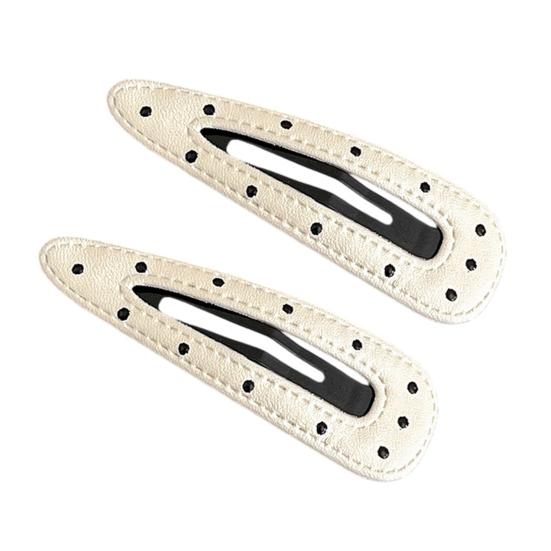 2 Stück Mädchen Haarspangen Punktmuster Stern Wolkenform Kunstleder Haarspangen Rutschfest Stabil BB Clips Haarschmuck