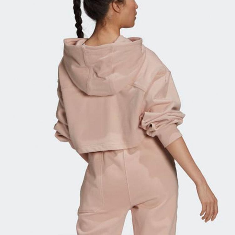 adidas Casual Loose Short Hooded Sweatshirt Women Sweatshirt Pink GL7337