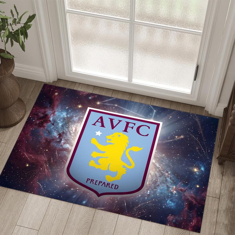 Aston Villa Football Design Crystal Velvet Carpet Cozy Non?Slip Printed Rug For Bedroom Living Room Entrance