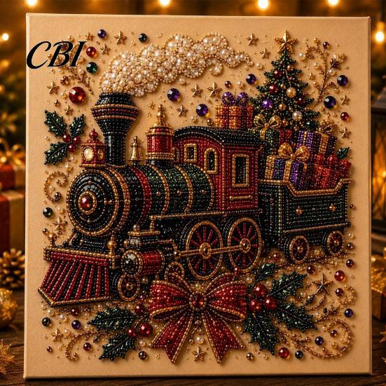 Handmade Holiday Wall Decor Xmas Faux Pearl Painting Kit, Christmas 3D Art DIY Festive Bead Decorations Craft Project for Adults, Home Creative Winter