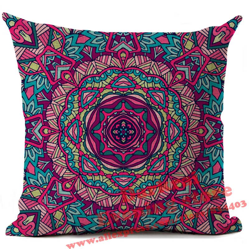 Fashion Colorful Mandala Cushion Cover Kaleidoscope Art Style Throw Pillows Home Decoration Living Room Sofa Pillowcase Xcm