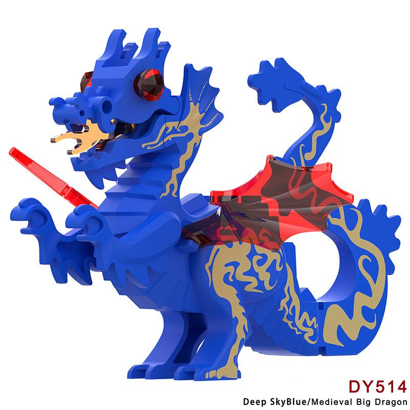 MOC Medieval Animal Zoo Farm Dragon Action Figures Building Blocks Gold Red Dragons Wolf Snake Monsters Beast Bricks Toys Gifts