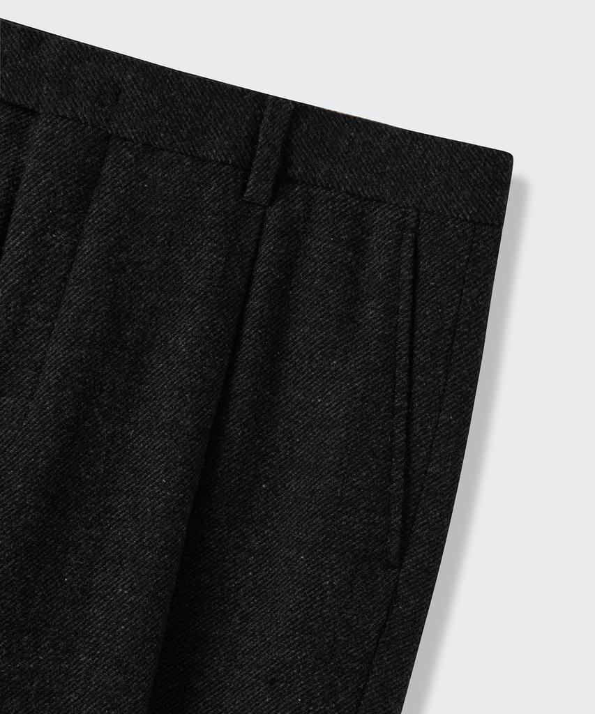 MUSINSA STANDARD Wool Blend Traditional One-Pleat Tapered Slacks [Charcoal Gray]