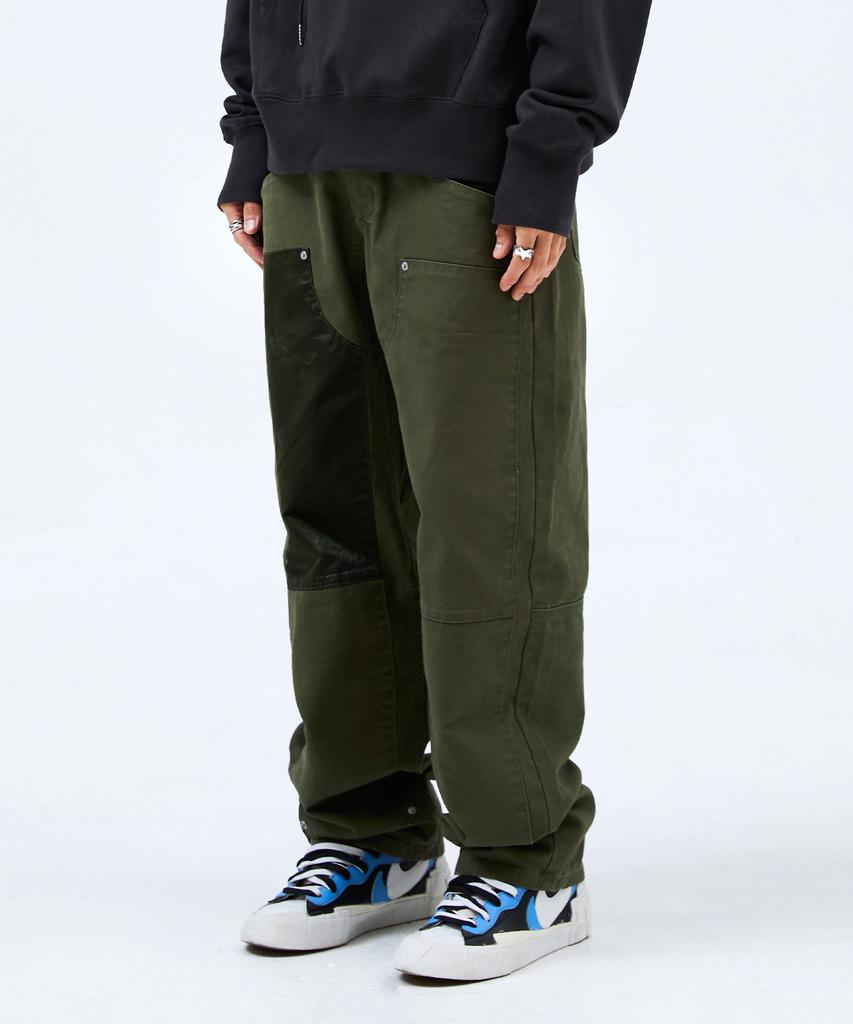 EXPRESSHOLIDAY Contrast Double Knee Pants_Olive