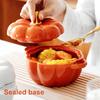 Pumpkin Bowl with Double Handles Stackable Ceramic Pumpkin Soup Bowls Glossy Enamel Pumpkin