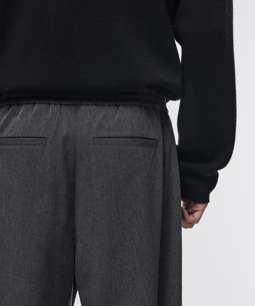 Musinsa Standard One-Pleat Wide Elastic Waist Slacks [Medium Gray]