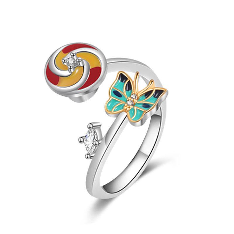 925 Silver Butterfly Open Ring For Women Simple Elegant Zircon Fairy High End Jewelry