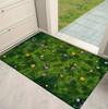 Fresh Grass Green Background Small Flowers Scattered and Blooming Printed Floor Mat Room Decoration Mat Home Decoration Rugs