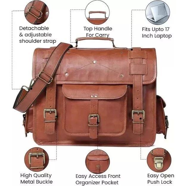 Soft Goat Leather Messenger Bag Shoulder Laptop Bag Briefcase Best Bag