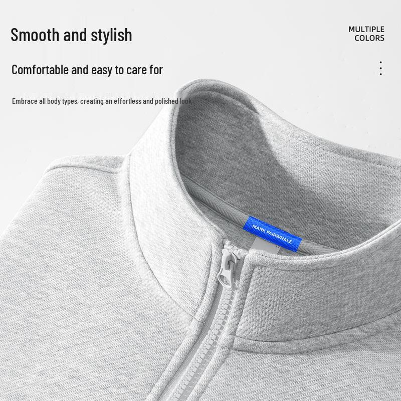 Mark Fairwhale Men's Loose Fit Half-Zip Stand Collar Sweatshirt