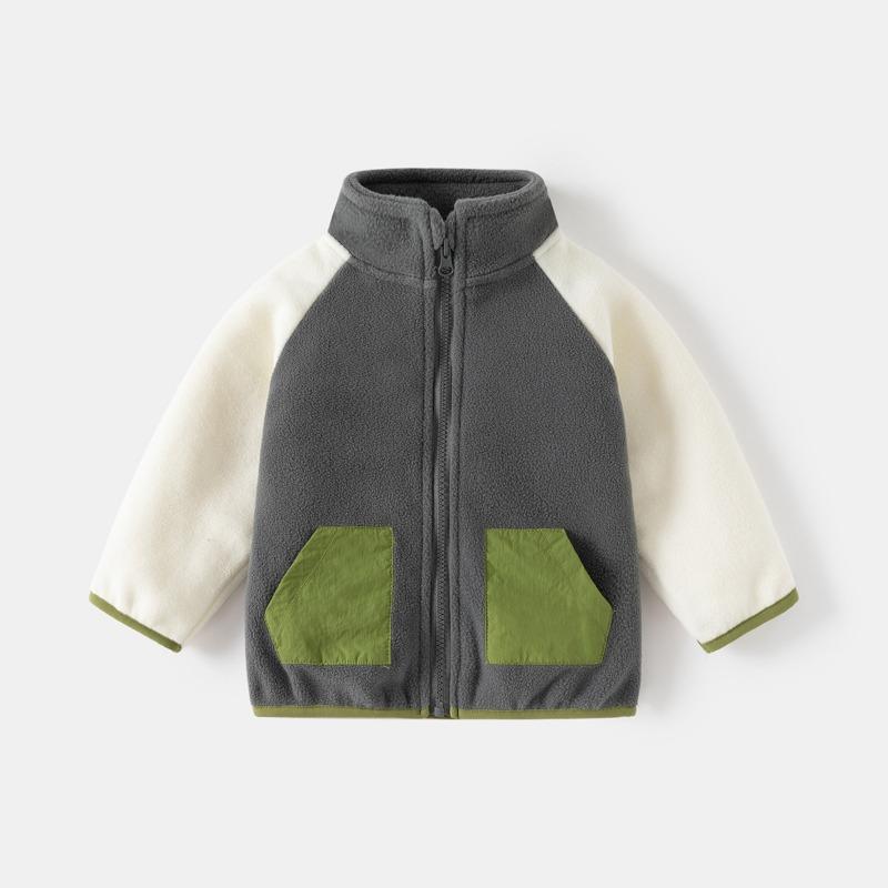 Jachetă fleece pentru copii, toamnă și iarnă 2024, haină de exterior pentru fete noi, fleece dublu, îngroșată, bluză caldă pentru băieți