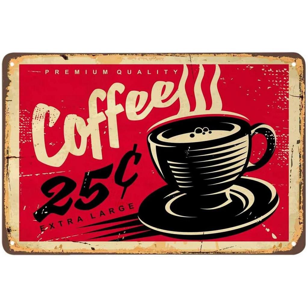 Coffee Metal Tin Signs Vintage Plaque Metal Plate Retro Wall Art Posters for Cafe Kitchen Bar Pub Clubs Iron Painting Decoration