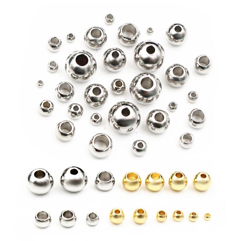 30-100 Stück 2-8mm Edelstahl Goldfarbe Abstandshalter Perlen Charms Lose Perlen DIY Armbänder Halsketten Perlen für Schmuckherstellung Charms