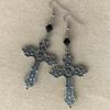 Large Gothic Cross and Black Bead Dangly Earrings Darkness Aesthetic Dangle Earrings For Women Girls Mystical Gifts