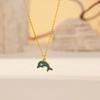 Fashion Blue Epoxy Cute Little Whale Marine Animal Personality Necklace Female K Gold Titanium Steel Niche Collarbone Chain