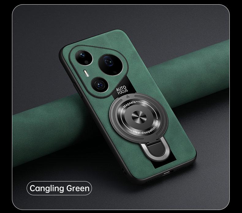 For Huawei Pura 90 Pro Max Wireless Charging Magnetic Ring Holder Case For Pura 90ProMax Soft Frame PU Leather Shockproof Cover