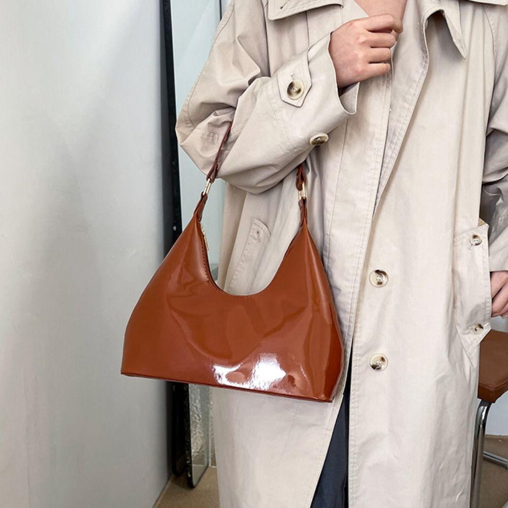 Nieuw design luxe okseltas glanzende dameshandtas trendy retro schoudertas voor dames