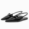 Women's Flat Bottom Slingback Sandals Summer Leopard Pointed End Woman Mules Fashion Animal Print Low-heel Beach Shoes