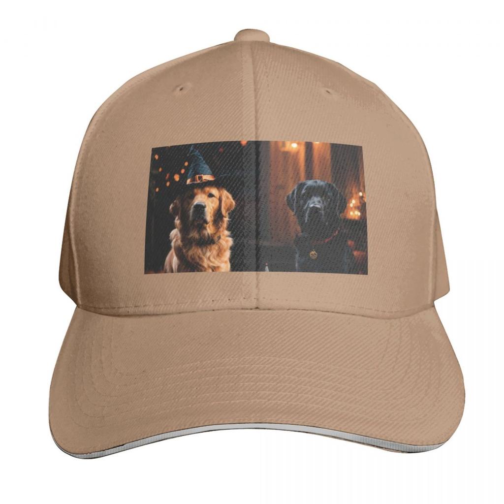Halloween Dogs Golden Retriever and Black Labrador Baseball Cap Sun Hat Sailor Cap for Unisex Fun Hats Trucker Hats For Unisex Womens