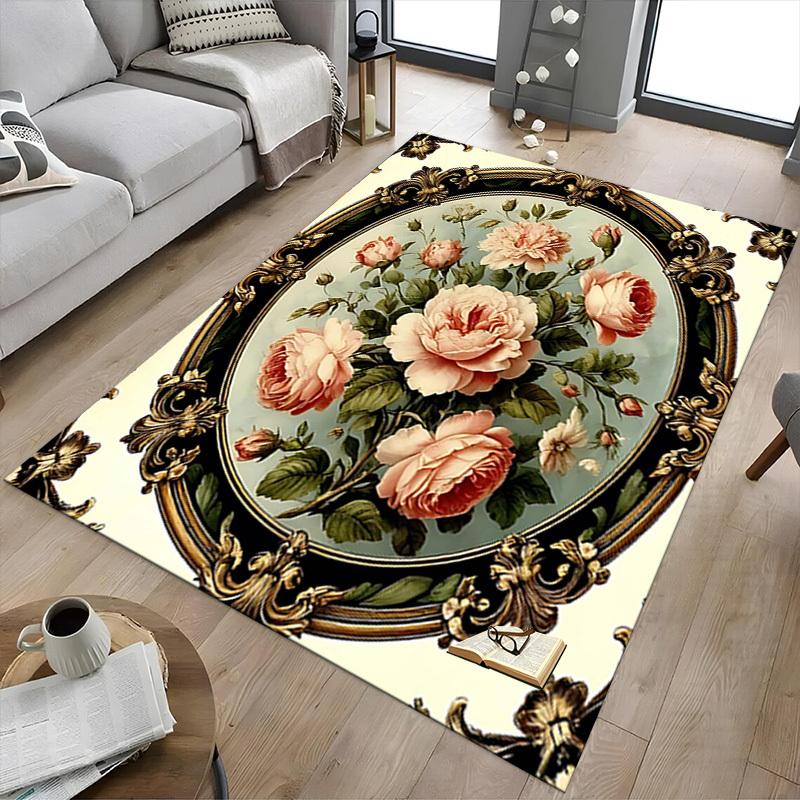 1PC Floral Pattern Extra Large Non-Slip Floor Carpet, Office, Family, Bedroom, Studio - Large Area Rug Indoor Rugs-W210