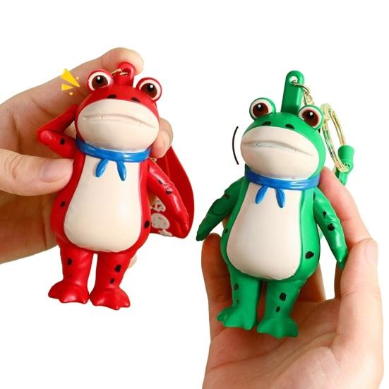 1/2Pcs Frog Keychain Decor Cartoon Backpack Purse Charm Realistic Frog Texture Keychain Portable Mini Keychain with Lobster Clasp