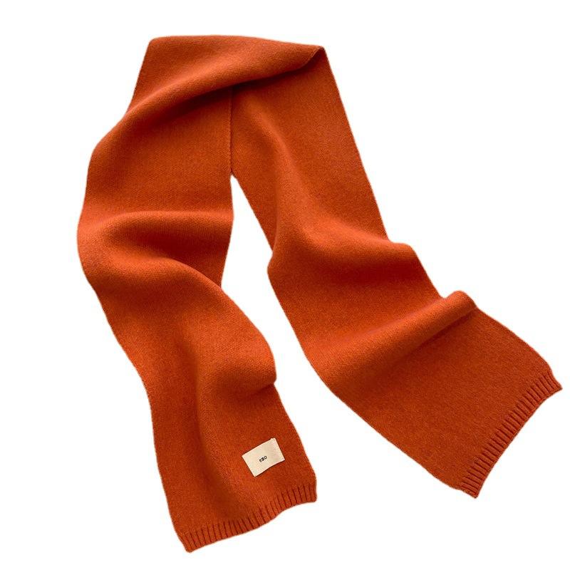 Knitted Scarf Solid Color Versatile Autumn and Winter Warm Scarf Long Student Scarf Candy Color Bright Basic Korean Version