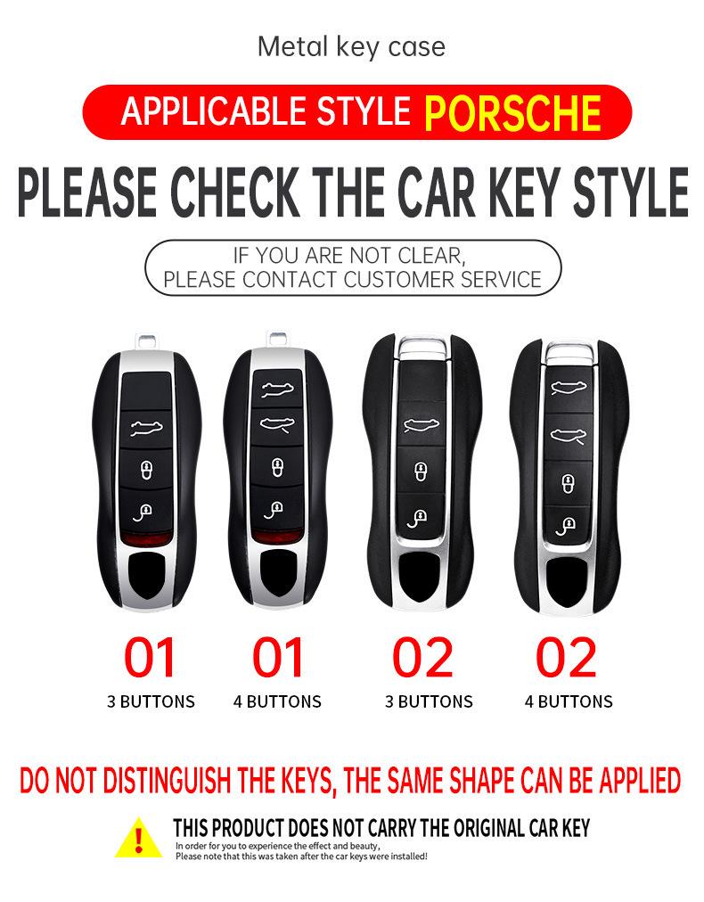 Compatible Key Cases for Porsche: Cayenne, Macan, Panamera, 911, 718 - Featuring Metal and Leather Buckle