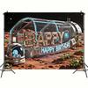 Colorful Happy Birthday Tapestry Balloons Rainbow Children Girl Birthday Decoration Banner Baby Party Background Photo Props