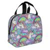 Niedliches Einhorn Cartoon Muster Tragbare Lunchbox Damen Wasserdicht Thermokühler Lebensmittel Isoliert Lunchtasche Schule Kinder Schüler