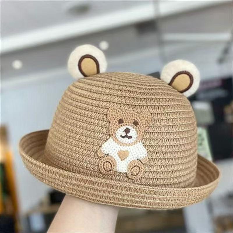 Kids Cartoon Panda Sun Hat Summer Baby Roll Brim Beach Vacation Cap Unisex Toddler UV Protection Outdoor Headwear